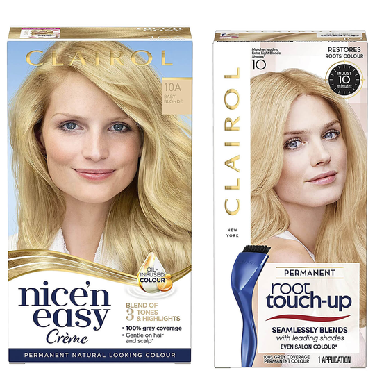 Clairol Nice' n Easy Permanent Hair Dye and Root Touch up Duo (Various Shades) - 10A Baby Blonde/10 Extra Light Blonde