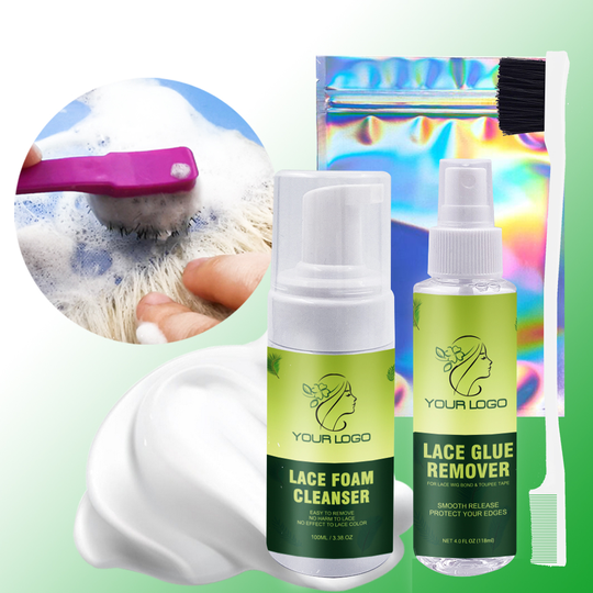 Custom Label Print Own logo Coconut Oil Base Wig Shampoo Lace Foam Cleaner with Cleaning Brush