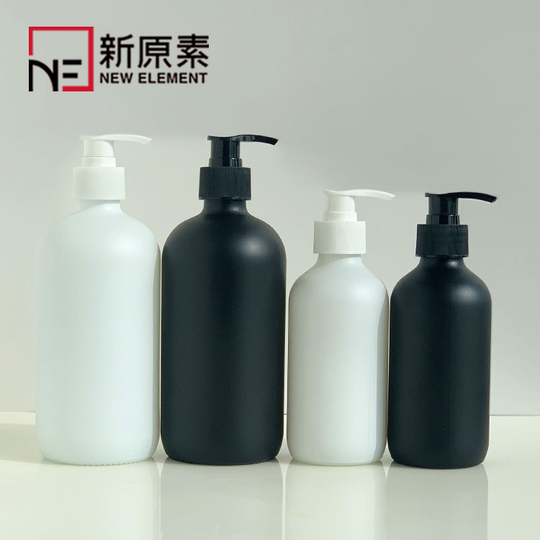 8oz 16oz matte black white boston round pump glass bottles shampoo luxury empty lotion bottles set 250ml 500ml