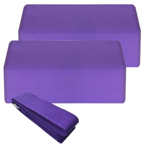 2pcs EVA Yoga Blocks 1pcs Cotton Yoga Strap Stability Blocks Yoga Strap Set for Yoga Pilates Meditation