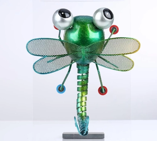 Tooarts Dragonfly Wall Decoration Iron Cartoon Dragonfly Tabletop Decoration Garden or Children's Room Decor Natural Style Green