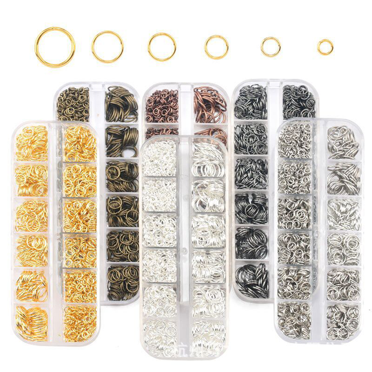 1050Pcs 0.7mm Plated Color Open Jump Rings Mixed 4mm 5mm 6mm 7mm 8mm 10mm Iron Split Rings For Findings Jewelry