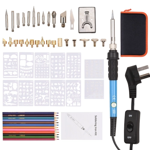 Wood Burning Kit with Soldering Iron Tips Multifunctional Wood Burner Tool Adjustable Temperature 200-450°C Professional Pyrography Pen for Woodburning Embossing Carving Soldering Adults Beginners 53PCS Kits
