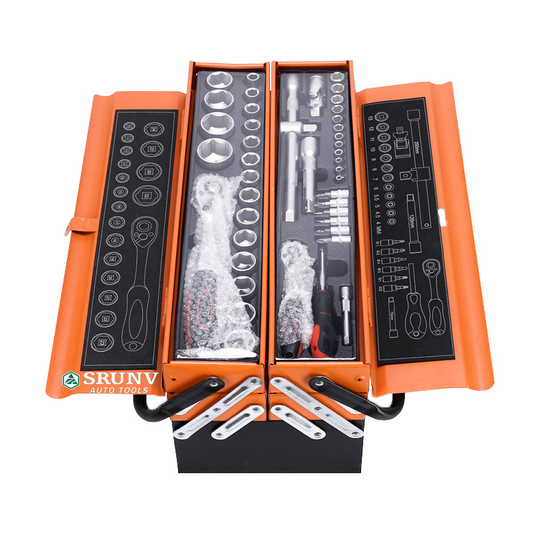 85PCS Tool Set Iron Box With 3 Drawers 72 Teeth Auto Release Wrench Mechanic Tool Kit for Repair Workshop Garage