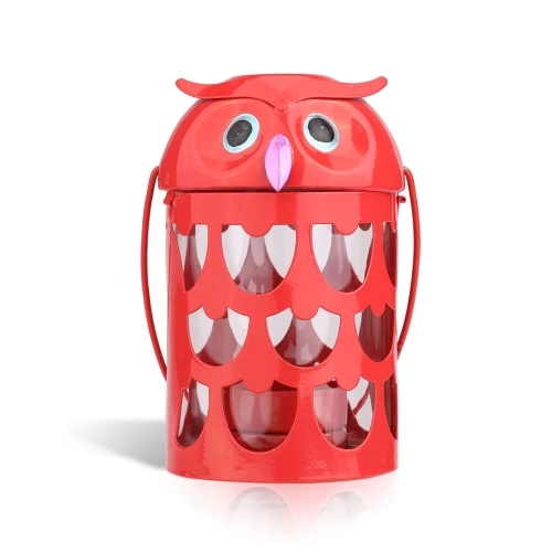 Owl candle holder(red) Hurricane lamp Practical ornament Creative ornament Home Furnishing Articles