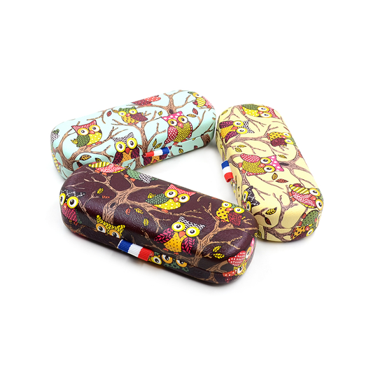 Wholesale Cheap custom logo printed cute Leather Metal Iron eyeglasses sun glasses sunglasses case Box for Kids