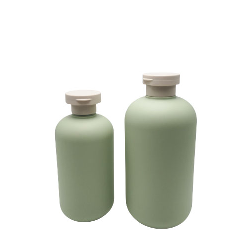 Soft touch 500ml green color hdpe plastic shampoo bottles with flip screw cap for shampoo gel