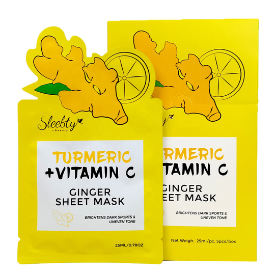 Turmeric Facial Mask Beauty Ginger Extract Brightening Moisturizing Dark Spot Removing Vitamin C Turmeric Face Sheet Mask