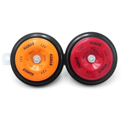 12V Universal Electric Car Horn High Low Tone Horn Waterproof Round Loud Speakers 110dB for Cars motorcycles Bikes Scooters