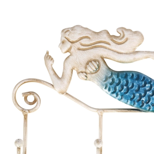 Tooarts Iron Mermaid Wall Hanger Iron Wall Hook 4 Hooks for Coats Towels Bags Wall Mount Clothes Holder Screws Included