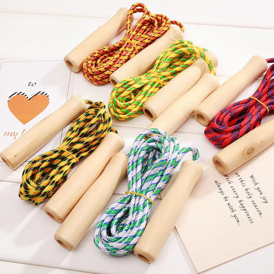 Wholesale Custom Logo Aerobic Training Kids Wood Handle jump rope Adult Fitness Wooden Racing Skiping Rope