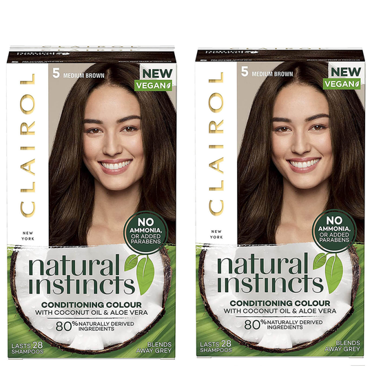 Clairol Natural Instincts Semi-Permanent No Ammonia Vegan Hair Dye Duo (Various Shades) - 5 Medium Brown