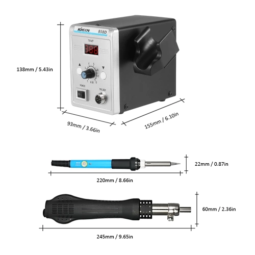 KKmoon 700W High Power Soldering Station LED Digital Solder Iron Desoldering Station BGA Rework Solder Station Hot Air Gun + Electric Iron Set for SMD SMT DIP