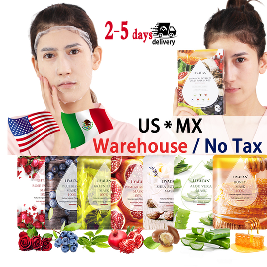 Fast delivery 7PCS Sheet Mask Natural Fruit Plant Extract Vitamin C Moisturizing Anti Aging Whitening Facial Mask