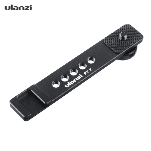 Ulanzi PT-7 Universal Aluminum Alloy Cold Shoe Stand Bracket Vlogging Microphone Extension Plate with 1/4 Inch Screw Mounts for iPhone GoPro Sony RX0 II for Mini Video Light