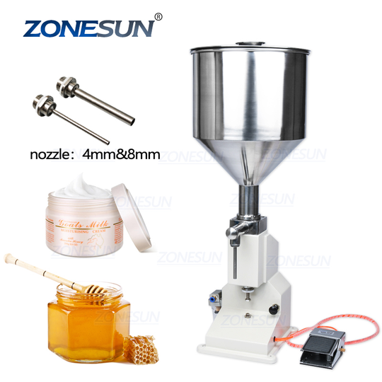 ZONESUN Semi Automatic Pneumatic Paste Filling Machine For Cream Shampoo Cosmetic Paste Filler (5~50Ml) Supply