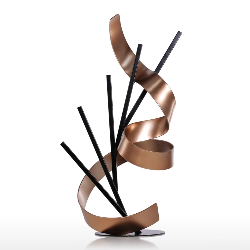 Tooarts Straight Line and Ribbon Modern Sculpture Metal Sculpture Iron Abstract Sculpture Home Decor
