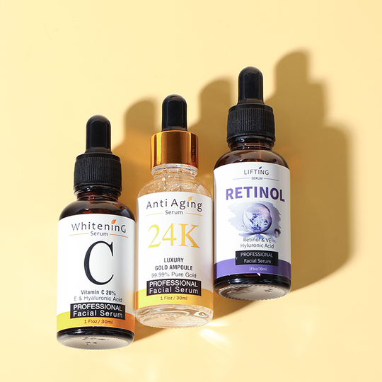 OEM Private Label 24K Gold Facial Anti Aging Anti Wrinkle Whitening Moisturizing Skin Face Care Serum Set Vitamin C Serum