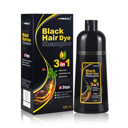 Fast shipping in stock ammonia free ginger black wash mild natural herbal 3 in 1 black permanent hair dye shampoo