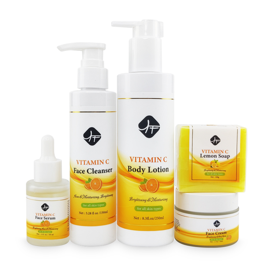 OEM face body skin care private label vegan anti age whitening turmeric kojic acid vitamin c organic skin care set