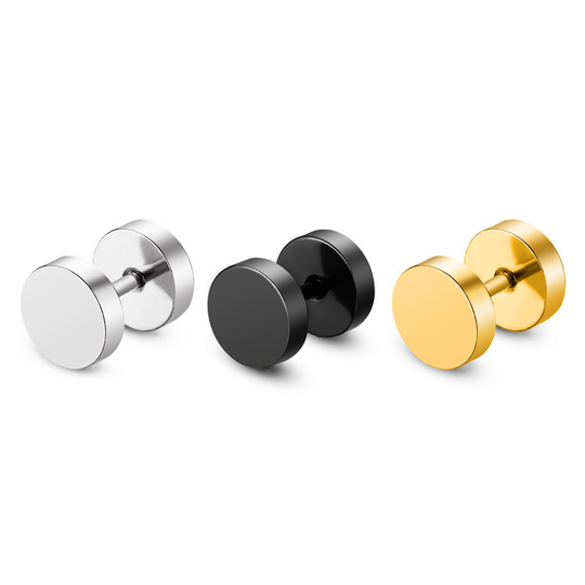 Stainless Steel Punk Style Blue Black Silver Dumbbell Stud Earrings Hypoallergenic Earrings For Men Women