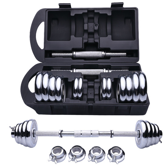 Gym fitness adjustable chrome dumbbell popular steel chrome dumbbell set 20kg