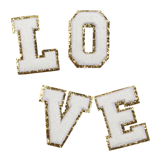 Sequins Number Letter Patch Iron On Stick On Alphabet Letters Diy Heat Press Chenille Sticker White Letter Patch