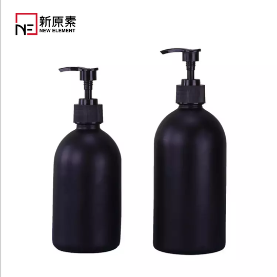 8 oz 16oz frosted black clear cosmetic lotion Boston Round glass pump empty shampoo bottles