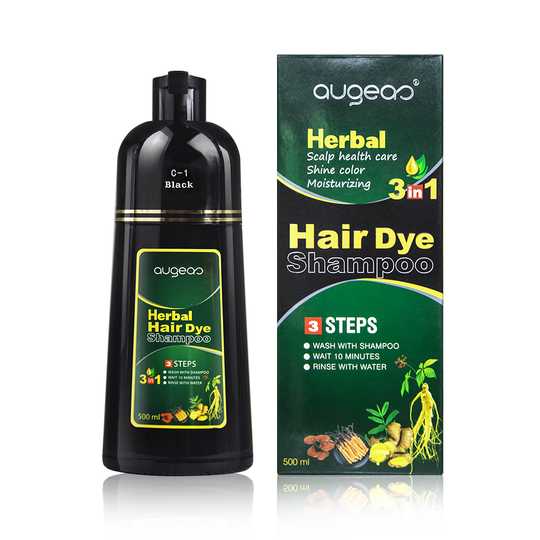 Factory price in stock 500ml wholesale Chinese manufacturer permanent brown organic herbal dye 3 in 1 black hair shampoo
