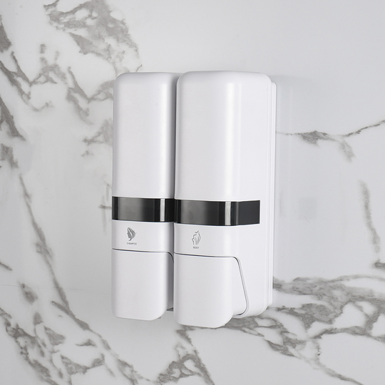 ABS Plastic Wall Mount Shampoo Double Bathroom Shower Soap Liquid Dispensers
