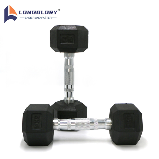 Diameter Thick Thicker Handle Bar 20 kg lbs Hexagonal Hexagon Cast Iron Dumbbell Rubber Coated Cheap Hex Dumbbell Set