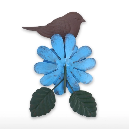 Large Garden Bird and Flower Stake Goldfinch Blue Stake Creative Iron Yard Stake Fall Decor Outdoor Lawn Decoration