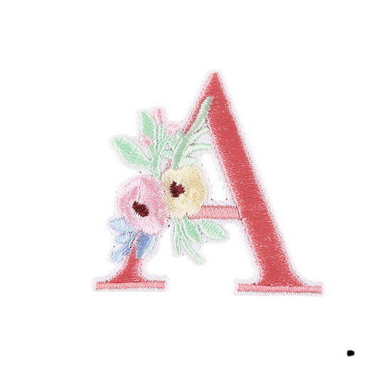 Height 4.8cm Iron On Patches Bulk Felt Flower Letter Embroidery Heat Transfer Patches