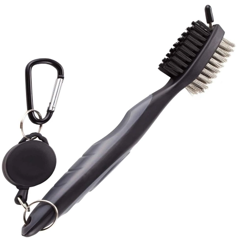 Functional Professional Golfclub Ball Grooves Cleaning Brush Nylon Iron Wire Dual Sided Putter Cleaner Outdoor Exercise Golf Accessories