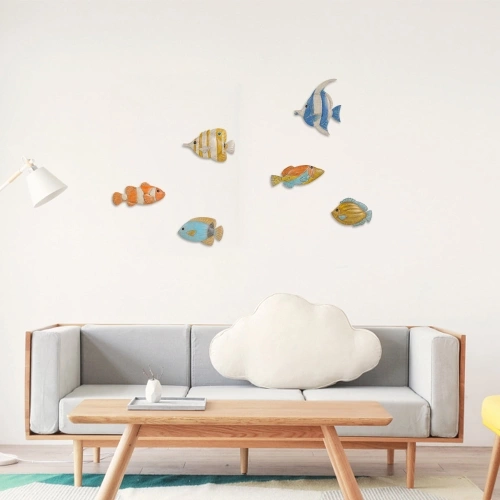Fish Wall Hanging 1 Iron Wall Decor Creative Ornament Craft Wall Setting Wall Hanging Marine Life