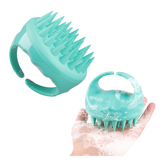 LMZ176 Green Silicone Hair Scalp Brush Shampoo Massager