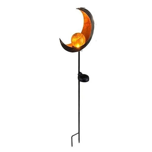LED Solar Lights Fire Moon Shaped LED Garden Stake Light