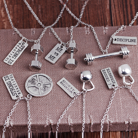 Dumbbell Necklace strong is beautiful Charm Gym Pendant Weightlifting Crossfit Jewelry