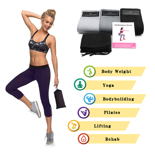 Ship From US Fitness Yoga Fabric Stretch Band Hip Booty Resistance Bands Set