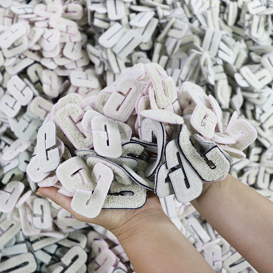 Wholesale factory in stock iron on chenille letter patches