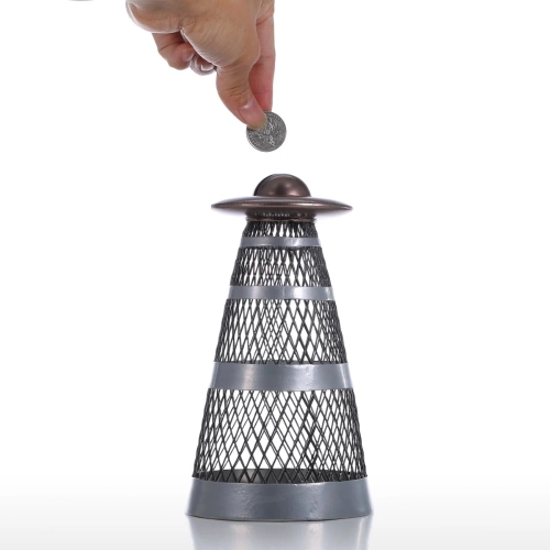 UFO Money Bank Iron Handmade UFO Shape Coin Bank Practical Craft Home Decoration Gift