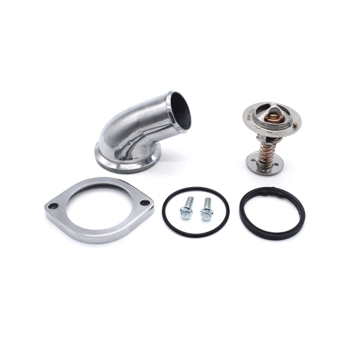 Water Neck Housing & Thermostat Kit 45°Swivel Polish Replacement for GM LS LS1 LS2 LS7