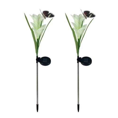 2Pcs Solar Lily Flower Lights for Garden Patio Backyard Stake Lamp Garden Decor