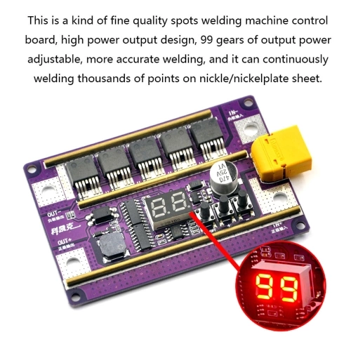 99 Gears of Power Adjustable Mini Spots Welding Machine Control Board for Welding 18650 Battery and 0.05-0.3mm Nickel Sheet