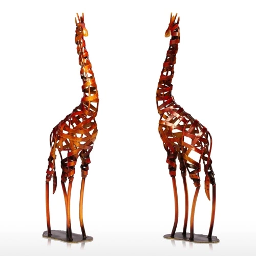 Tooarts Metal Sculpture Iron braided Giraffe Home Furnishing Articles Handicrafts