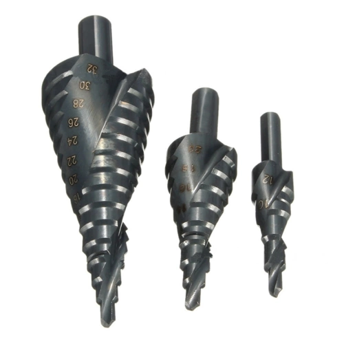 3Pcs 4-32MM HSS Stepped Drill Bit Set High-speed Steel Spiral for Metal Cone Triangle Shank Hole