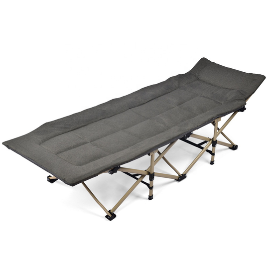 Portable outdoor folding camp bed office lunch break folding camping iron aluminum tube single bifold bed