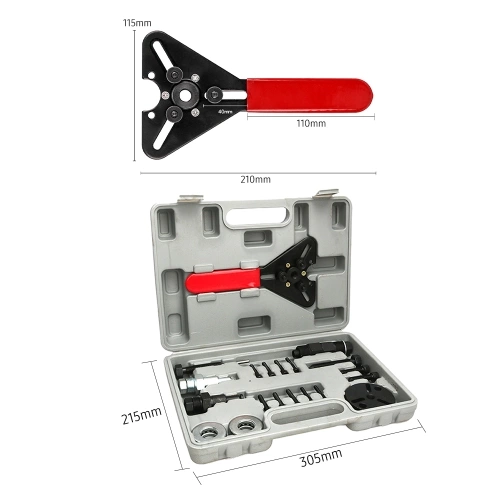 20 PCS Car Air Compressor Clutch Remover Installer Dual-use Wrench Tool Kit with Plastic Box Automotive Air Conditioning Car Conditioner Repairing Tool