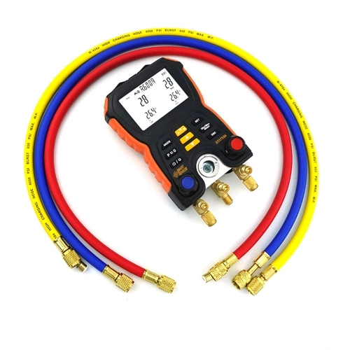 SMART SENSOR ST5750A Electronic Manifold Meter Refrigeration System Digital Manifold Gauge Pressure Leak Detection for 83 Kinds Refrigerants with Test Clip for Air-conditioner Refrigerator