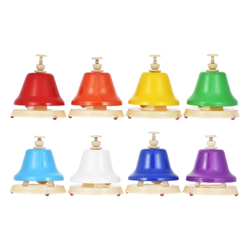 ammoon 8 Notes Colorful Hand Bells Hand Bell Set Musical Toy Iron & Plastic Material for Children Baby Early Education